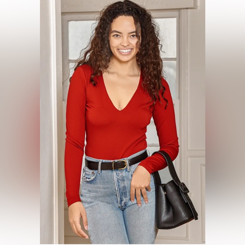Lulu’s Red Long Sleeve Bodysuit - Size Small, NWOT